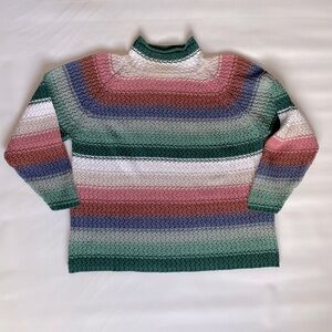 Vintage Cotton Sweater Mock Neck Loose Oversized Womens Medium